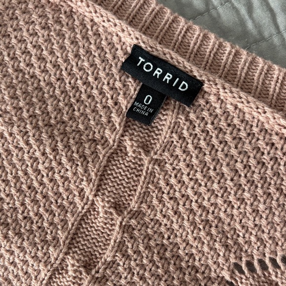 TORRID Ombre Pink Cable Knit V-Neck Sweater Tunic 0 (12 L) - Picture 2 of 8